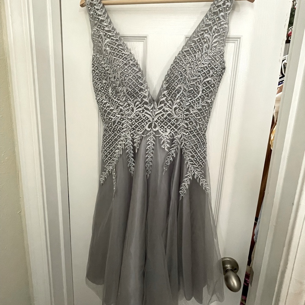 Silver and sequin mini dress, size 3, brand GB from Dillards